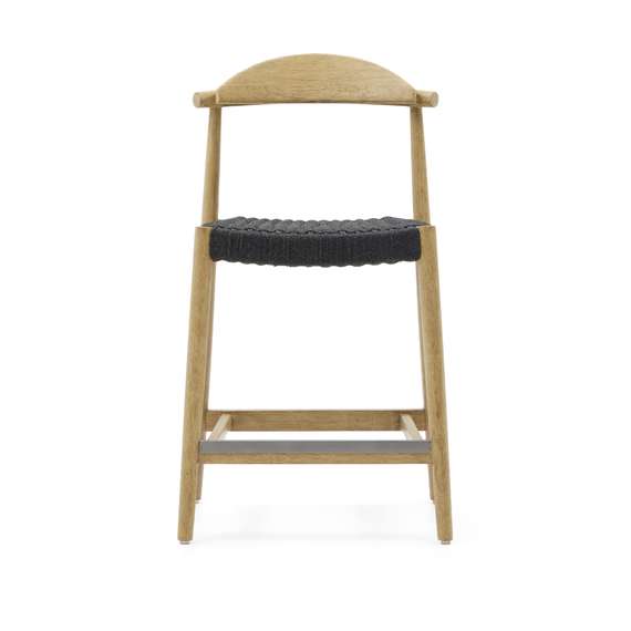 Полубарный стул Nina 62 см из массива акации с натуральной отделкой и черной веревкой