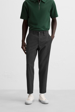 ZARA БРЮКИ КОМФОРТНОЙ ПОСАДКИ ИЗ РЕЛЬЕФНОЙ ТКАНИ, АНТРАЦИТОВО-СЕРЫЙ