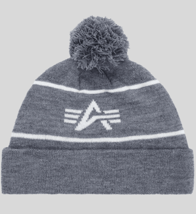 Шапка Alpha Industries Essential Pom Beanie Medium Charcoal Heather (Серая)