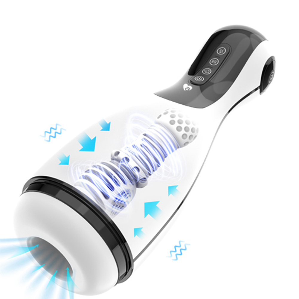 Белый вибромастурбатор с имитацией орального секса Amovibe Good Night Squeezing, Sucking & Vibrating Masturbator