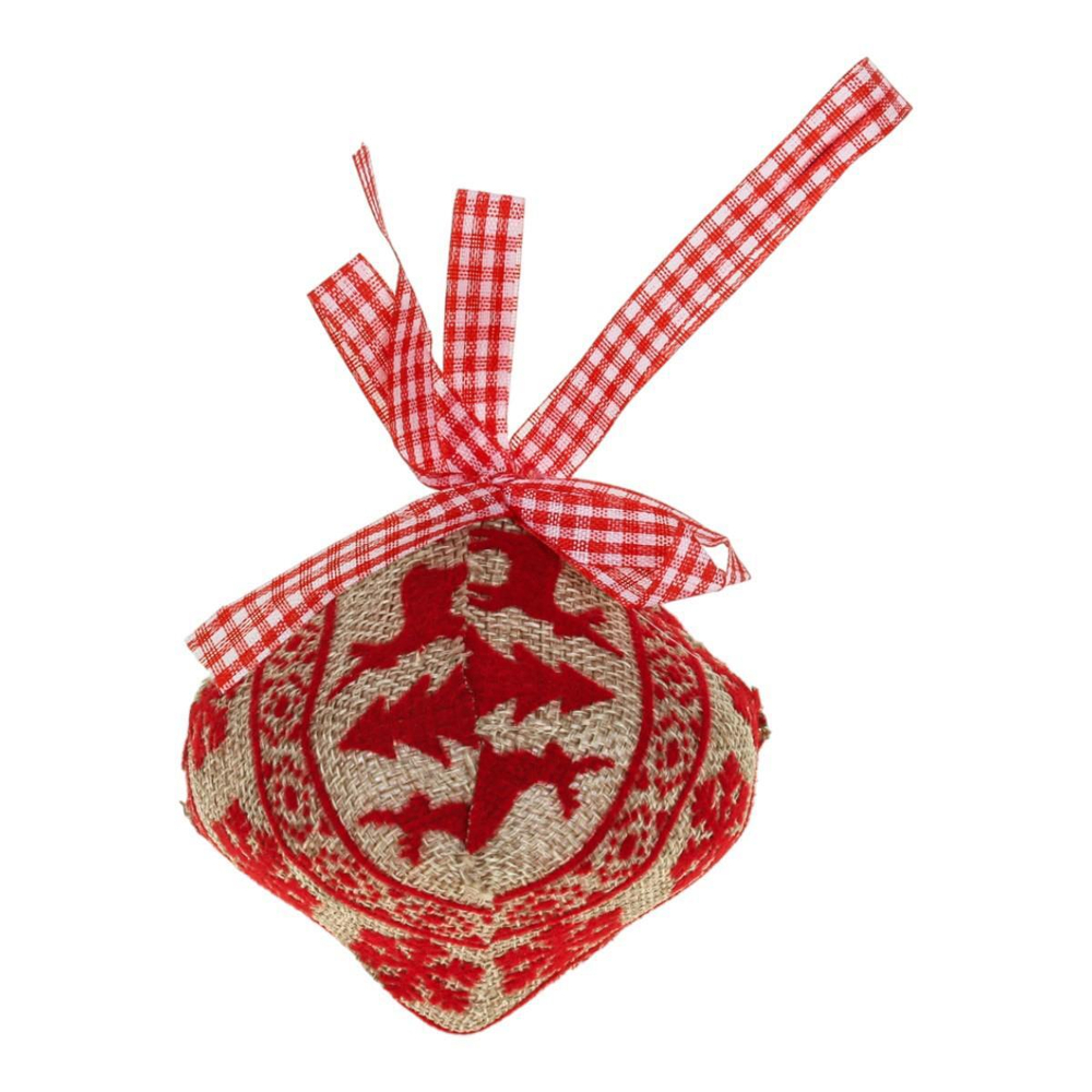 Ел игр Юла мешковина с красным узором 8 см 3 шт, кор прозрач