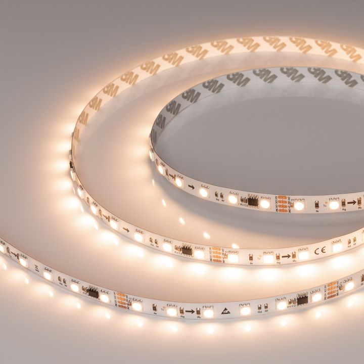 Светодиодная лента Arlight 15W/m 60LED/m 5060SMD теплый белый 5M SPI-B60-10mm 24V Warm3000-PX6-RAM 039040