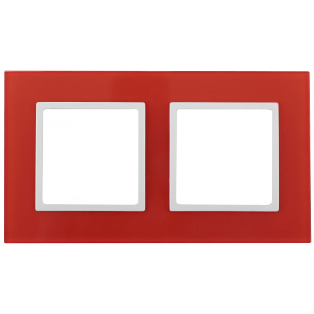 14-5102-23 ЭРА Рамка на 2 поста, стекло, Эра Elegance, красный+бел