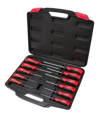 Набор отверток TORX с отверстием 11пр.(ТН6,7,8,9,10,15х75мм, ТН20,25,27х100мм, ТН30х125мм, ТН40х150мм), в кейсе Forsage F-2119T