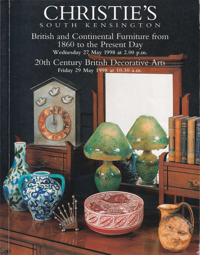 Каталог аукциона Christie's, Лондон, Британская и европейская мебель с 1860 года по настоящее время, британское декоративно-прикладное искусство ХХ века от 27 и 29 мая 1998 года