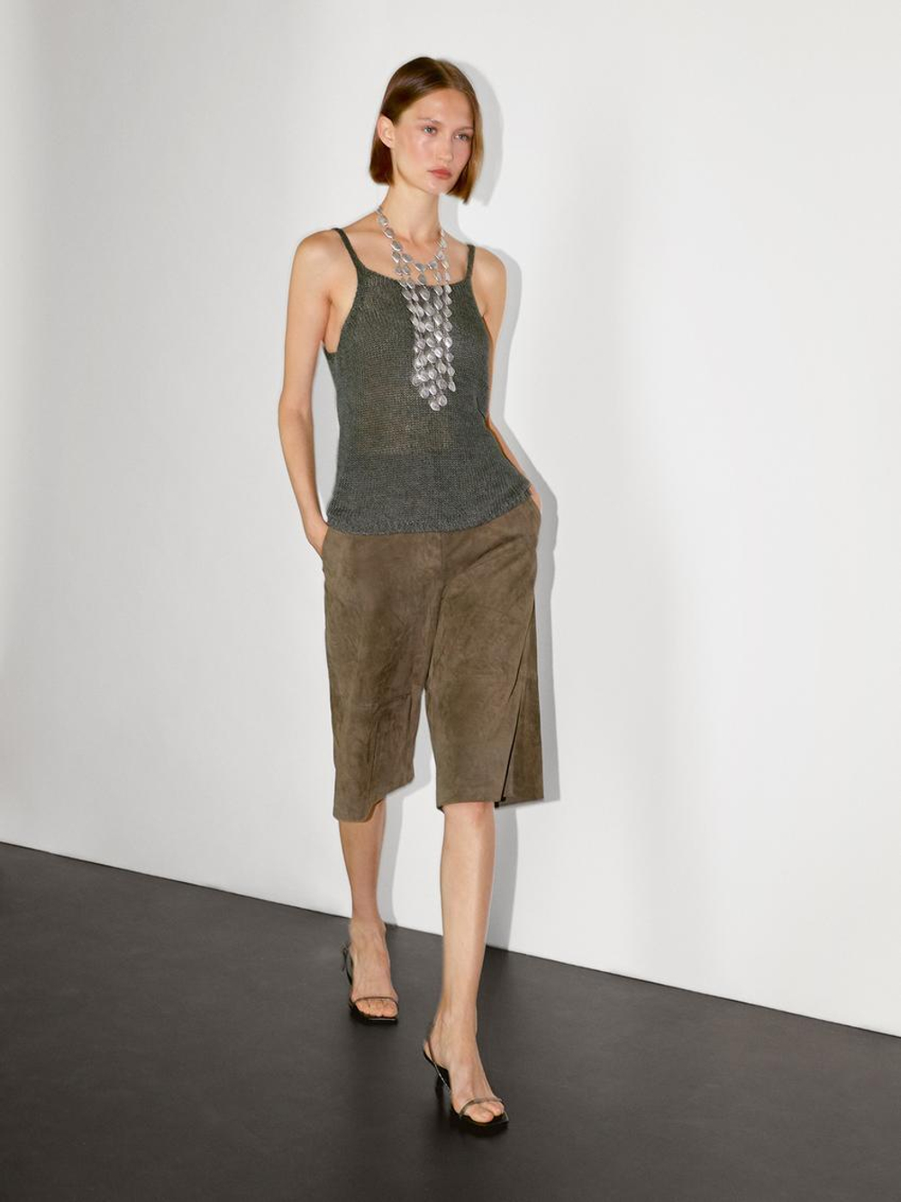 Massimo Dutti Топ на бретелях, зеленый