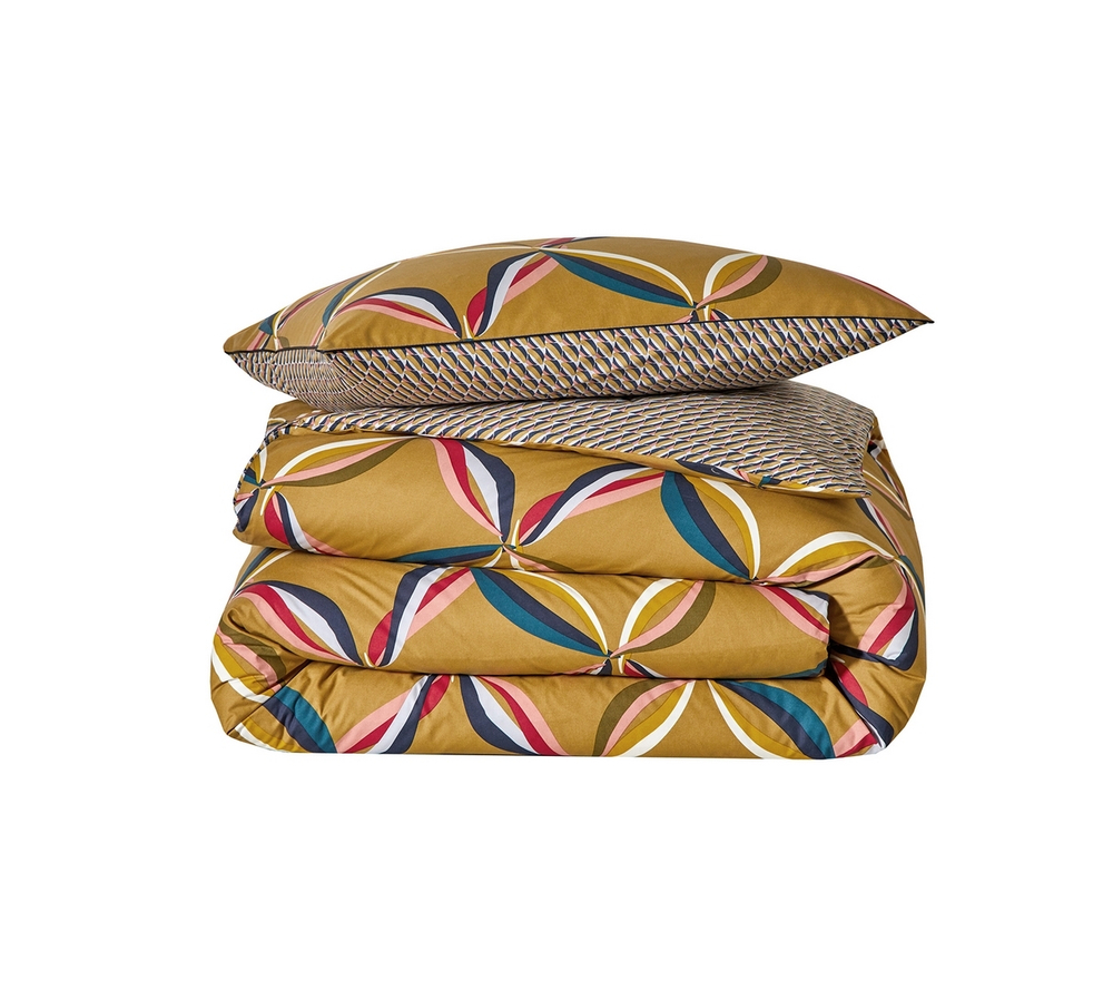 Постельное белье 2 спальное евро Blanc des Vosges Cinetique Ocre Франция