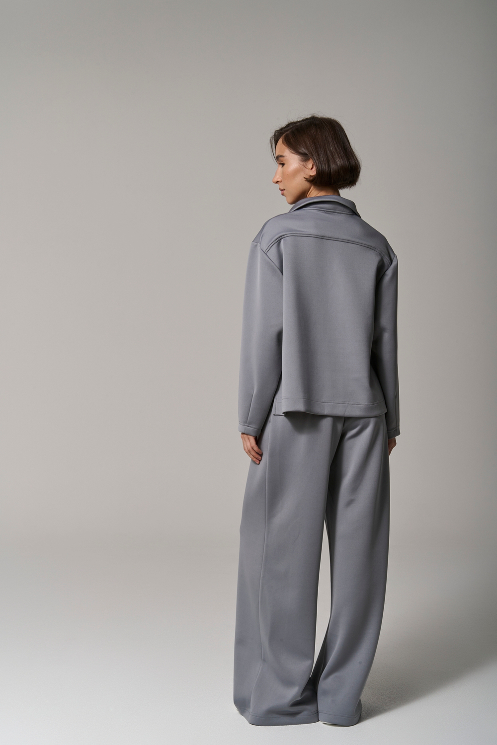 Брюки трикотажные wide leg серые