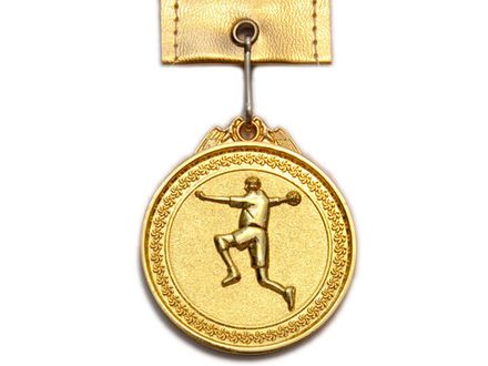 Медаль спортивная с лентой "Гандбол". Диаметр 6,5 см.