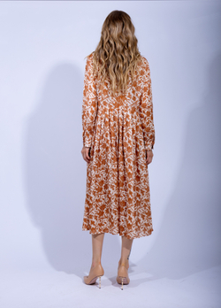 Женское летнее платье миди с бантом и цветочным узором