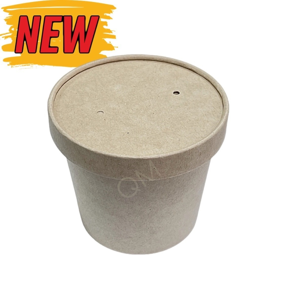 Круглый контейнер с крафт крышкой OSQ Round Bowl 400 (30шт/упак)