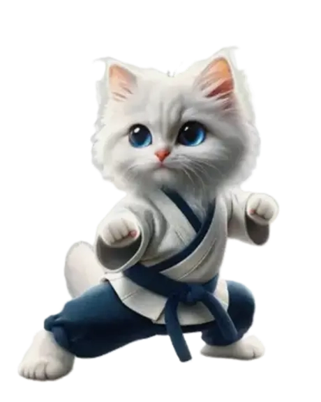 Брелок TKD акриловый Кот белый на разъемной цепочке