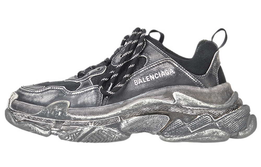 Balenciaga Balenciaga Triple S faded and worn trend thick-soled non-slip wear-resistant low-cut daddy shoes men's black and gray