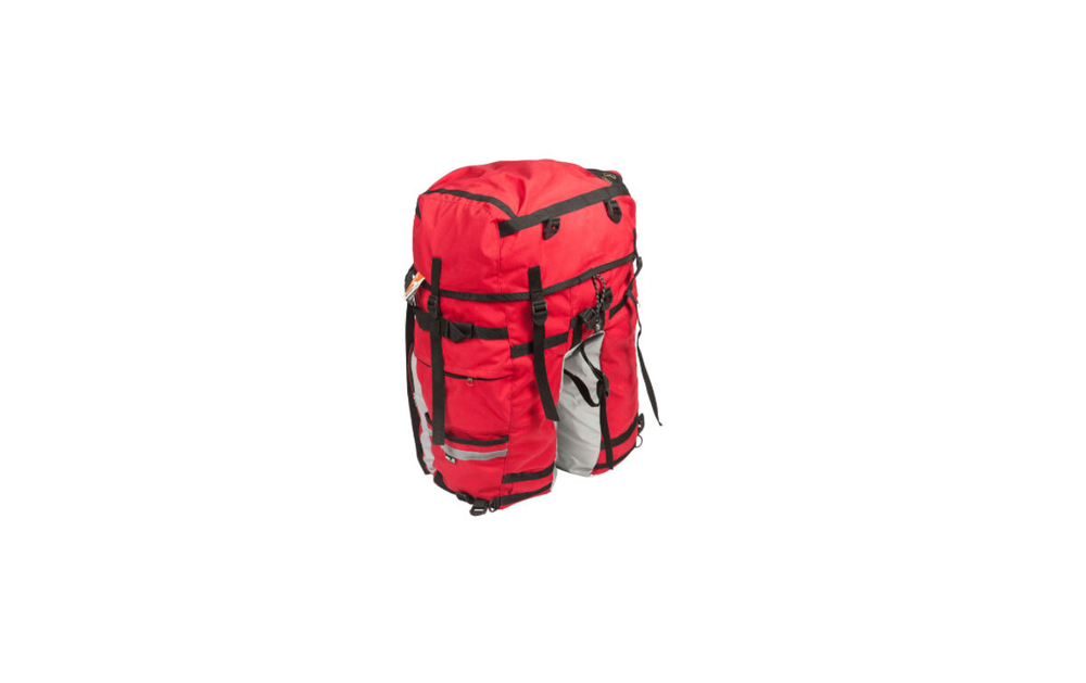 Рюкзак велосипедный TRIX, "Велоштаны", крепление на багажник, 65-80л+, водонепроницаемый, светоотражающие вставки, красный, вр041.080