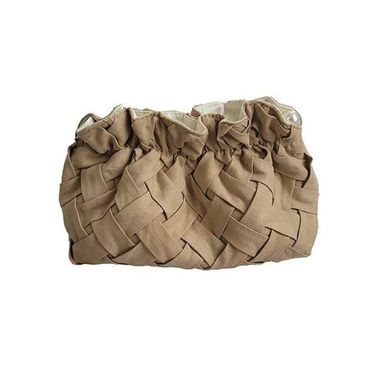 Косметичка с плетёной текстурой, горчичная K-06