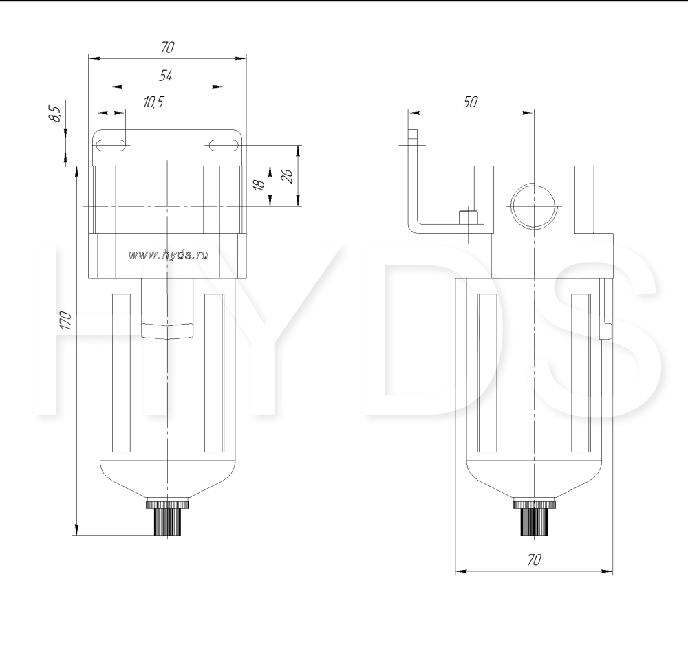 AF4000-04 Фильтр влагоотделитель  G1/2, 10 бар