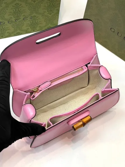 Маленькая сумка Gucci Bamboo 1947 с ручкой сверху розовый