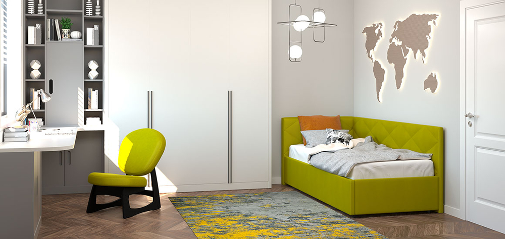 Кровать Эмили (с.м 90*200) (ТКФ) (Newtone cacao, ВариантКроя1) /