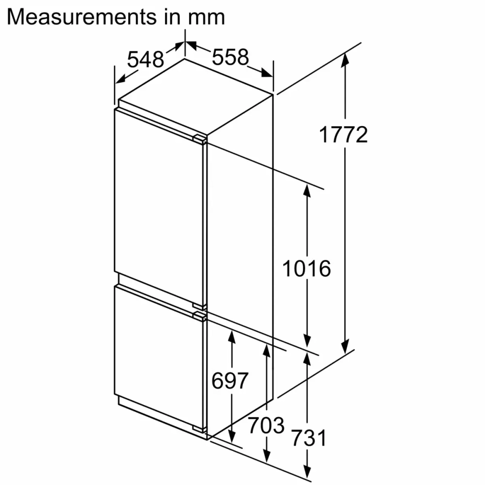 Встраиваемый двухкамерный холодильник Bosch KIN86ADD0