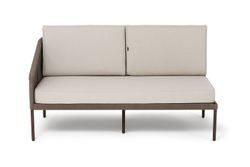 "Канны" правый модуль плетеный из роупа, каркас алюминий коричневый (RAL8016) муар, роуп коричневый круглый, ткань бежевая 035