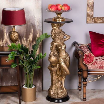 Подставка декоративная Девушка с кувшином Бронза Орех