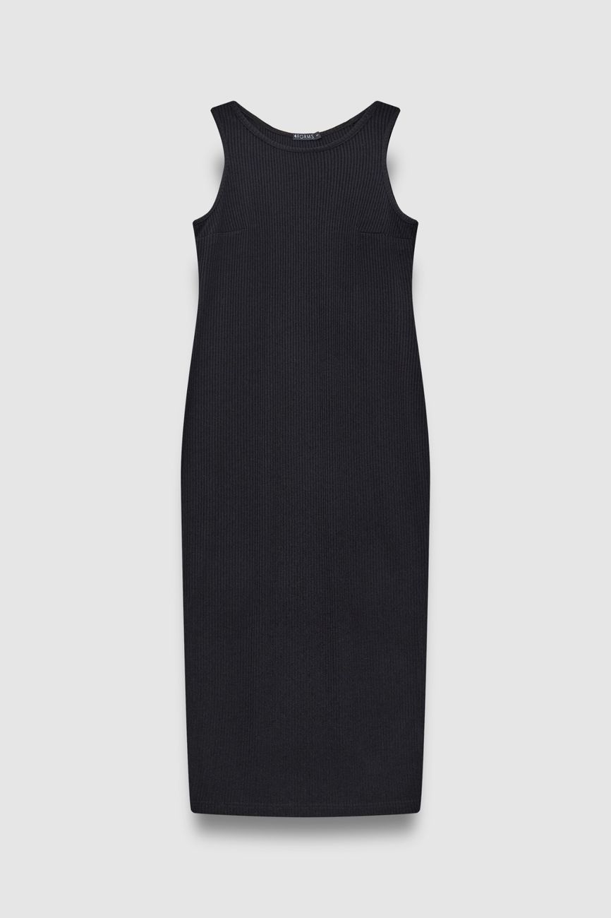 Платье-майка в рубчик; черный