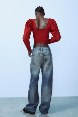 ZARA ОБЪЕМНЫЙ ТОП «СЕРДЕЧКО», КРАСНЫЙ