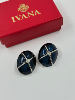 Клипсы с синей эмалью IVANA