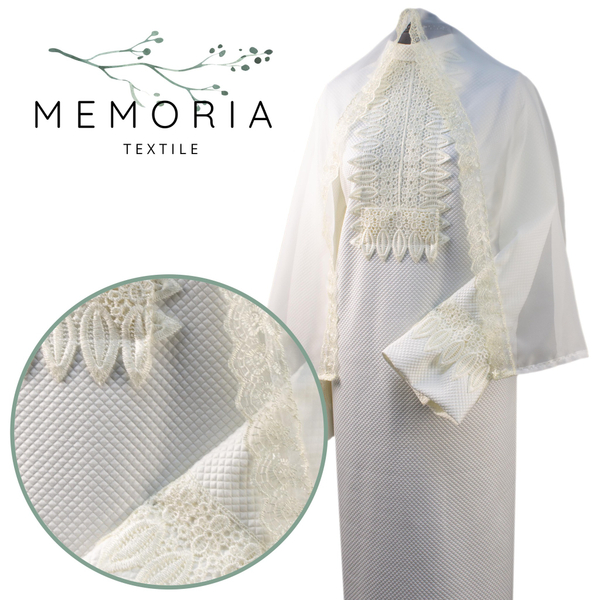 Платье ритуальное "Элит-2" с шарфом молочное (трикотаж)