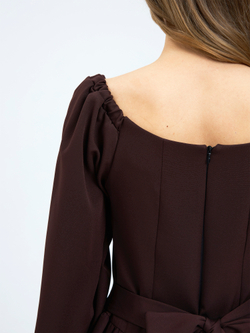 Платье праздничное ярусное с воланами для девочки коричневое