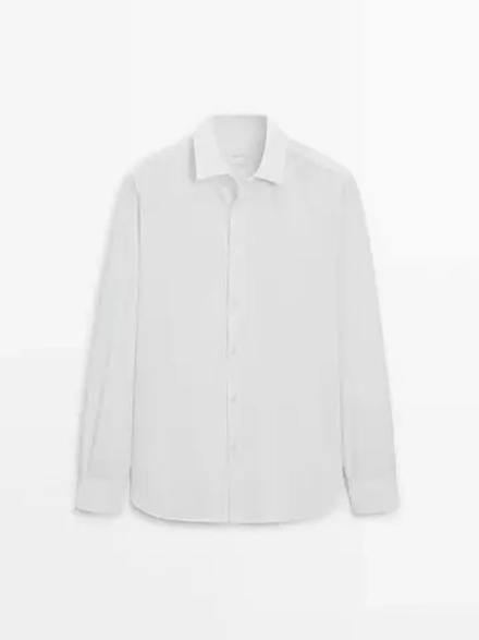 Massimo Dutti Хлопковая рубашка классического кроя, белый