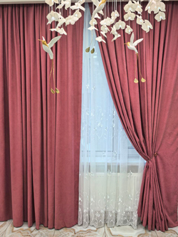 Комплект штор BlessLight Портьеры Канвас 280х100 1 шт. Брусничный