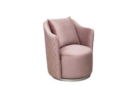Кресло Verona вращающееся велюровое розовое/хром