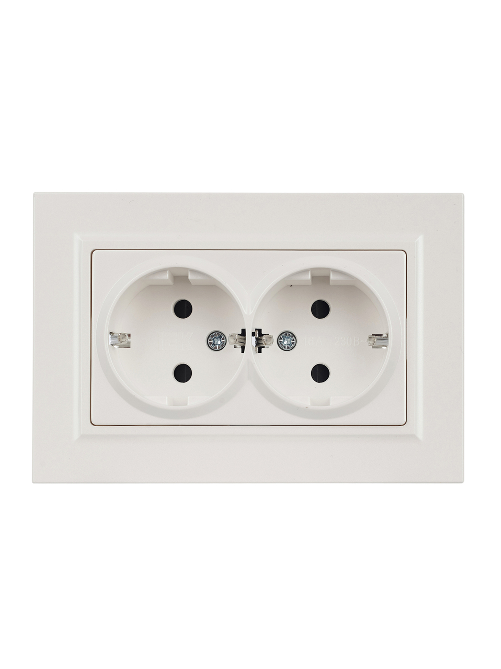 BRITE Розетка 2-местная с заземлением с защитными шторками 16А в сборе РСш12-3-БрЖ жемчуг IEK