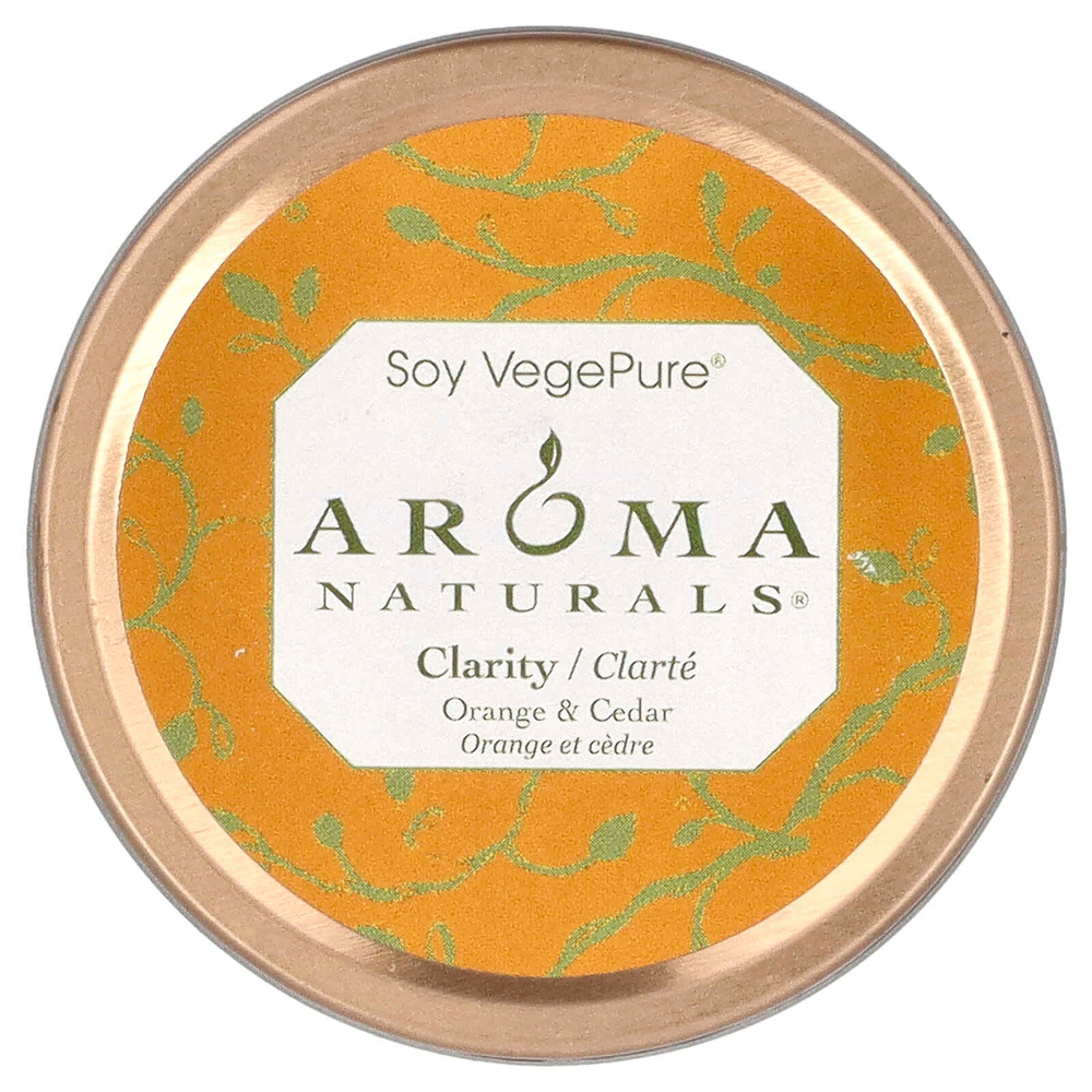Aroma Naturals, Soy VegePure, свеча Clarity, удобна для путешествий, апельсин и кедр, 79,38 г (2,8 унции)