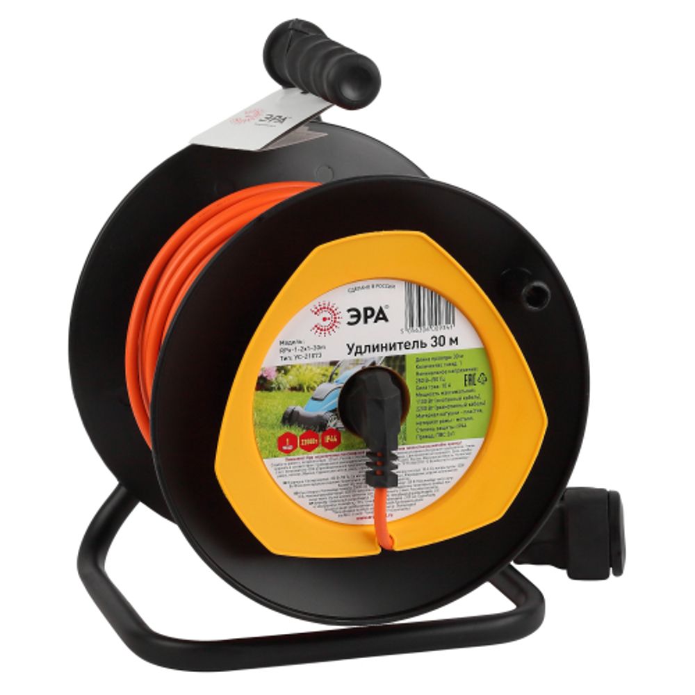 Удлинитель силовой ЭРА RPx-1-2x1-30m для газонокосилки без заземления 1 розетка 30м ПВС 2x1мм2 | Силовые удлинители