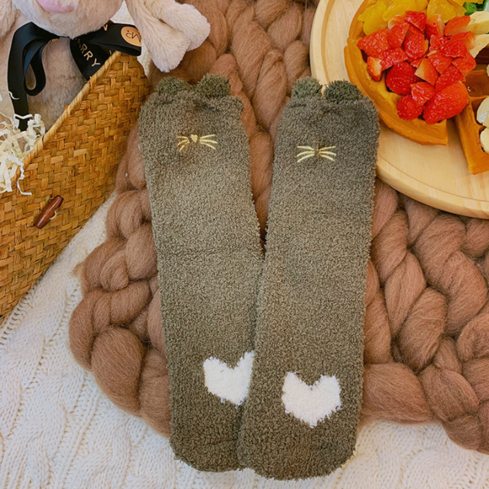 Носки теплые "Сердечко" (корич.)