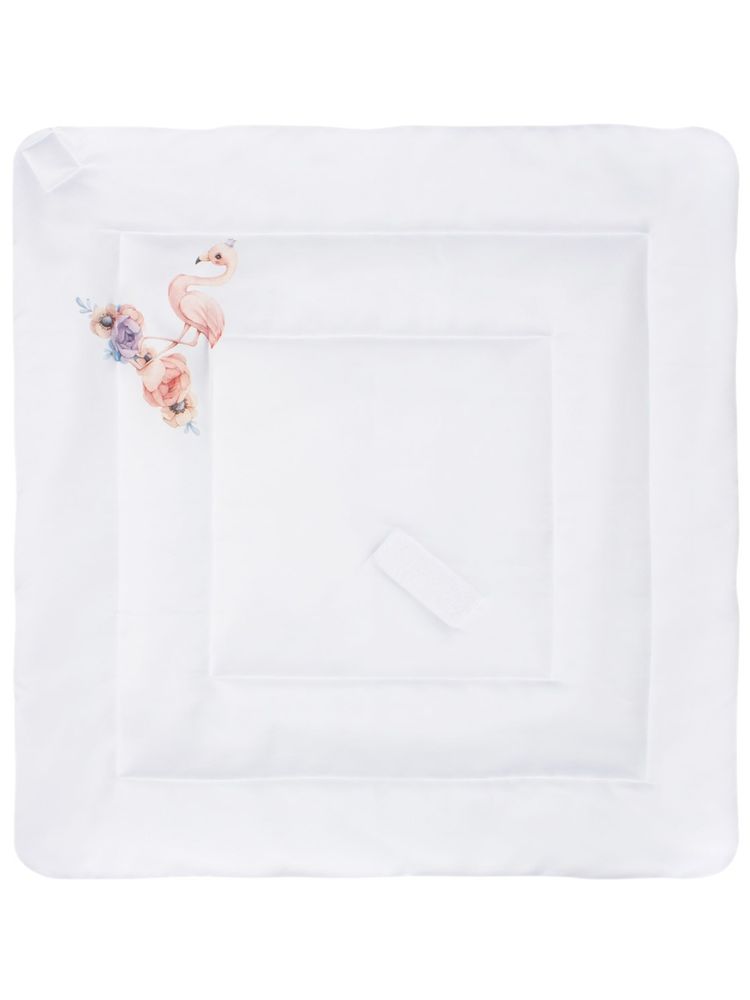 Зимний конверт-одеяло на выписку &quot;Принцесса фламинго&quot; (белое, принт без кружева) без пледа