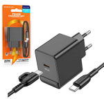 Сетевой адаптер питания BOROFONE BAS13A PD 20W + кабель Type-C-Type-C (черный)