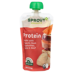 Sprout Organics, Детское питание, для детей от 8 месяцев, протеин, органические корнеплоды, яблоко и говядина, 113 г (4 унции)