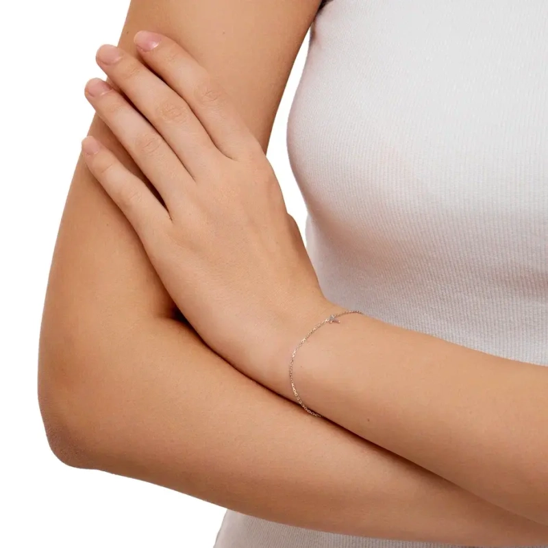 Вечный браслет Персонализация с Буквой – Белое золото