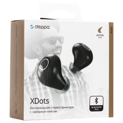 Bluetooth-гарнитура Deppa XDots D-44163 Wireless charging case с зарядным устройством и чехлом Черные