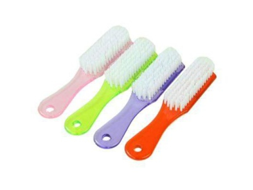 Щетка с ручкой универсальная для одежды и обуви пластик прозрачная белая щетина 170*25мм