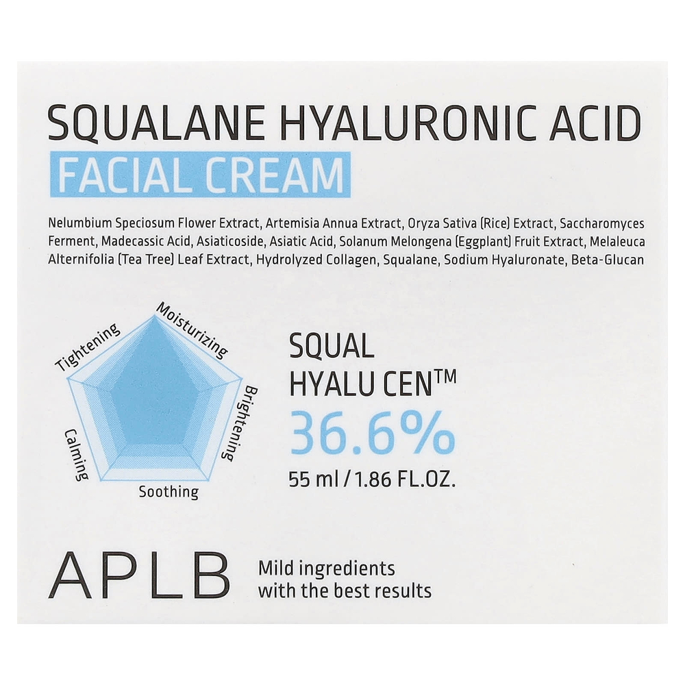 APLB, Крем для лица со скваланом и гиалуроновой кислотой, 55 мл (1,86 жидк. Унции)