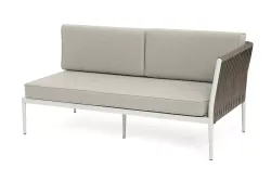 "Касабланка" левый модуль плетеный из роупа, каркас алюминий светло-серый (RAL7035) муар, роуп серо-коричневый 23мм, ткань бежевая 15052