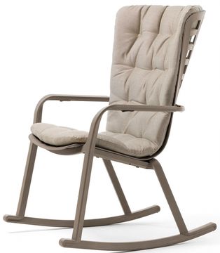 Кресло-качалка Folio пластиковое серое с бежевой подушкой Nardi Италия