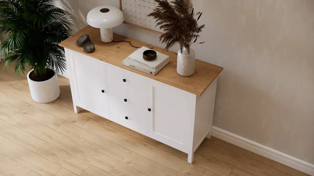 Сервант - аналог IKEA HEMNES / ХЕМНЭС/ ХЕМНЕС / КЫМОР / ИКЕА 157х89х47 см, белый/светло коричневый