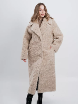 Шуба чебурашка длинная из овечьей шерсти, SilverFox (арт.S1072rm09bz)