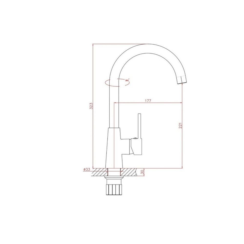 Смеситель для кухни 35к HB70074 HAIBA высокий пов излив,б/отв боковая п/гайку