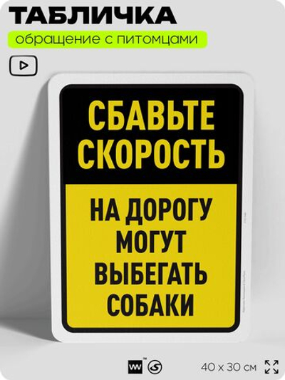 Табличка "На дорогу могут выбегать животные" на дверь и забор, для двора, дома, подъезда, 40х30 см, Silver Plane x Айдентика Технолоджи